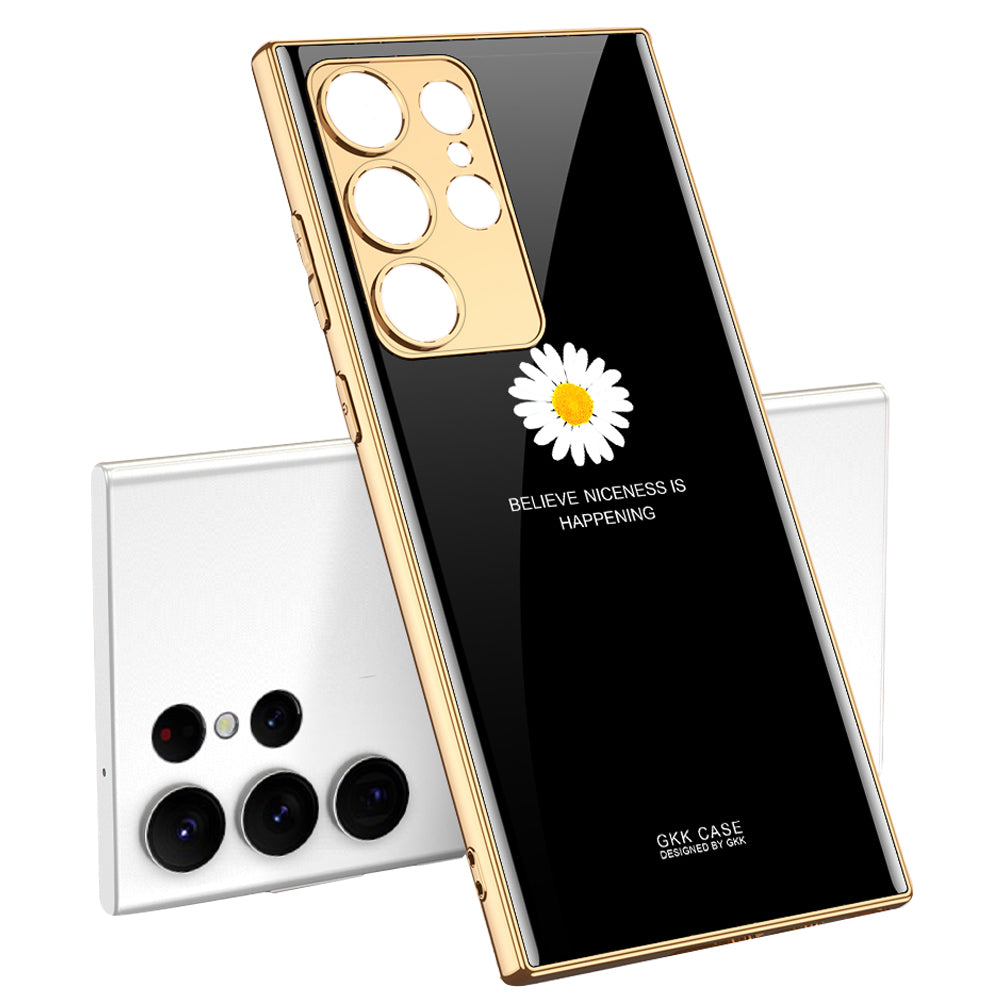 GKK For Samsung Galaxy S23 Ultra Tempered Glass Phone Case TPU PC Anti-Scratch Pattern Printing Electroplated Cover GKK For Samsung Galaxy S23 Ultra Tempered Glass Phone Case TPU PC Anti-Scratch Pattern Printing Electroplated Cover
